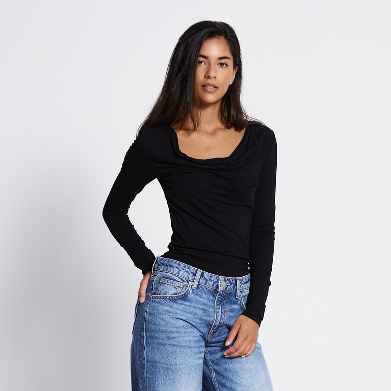 Two way draped long-sleeve top "Assia"